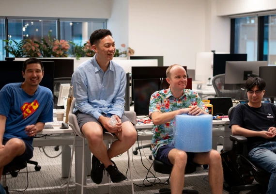 Rapid team members collaborating in the office
