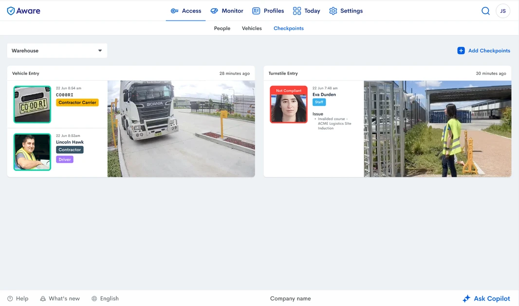 Checkpoints dashboard preview