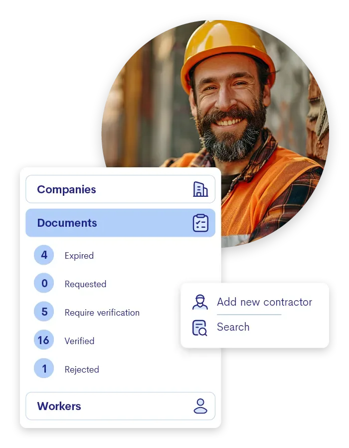 Contractor pre-qualification workflow showing invitation and document review steps