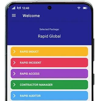 Rapid Contractor Management mobile app screen